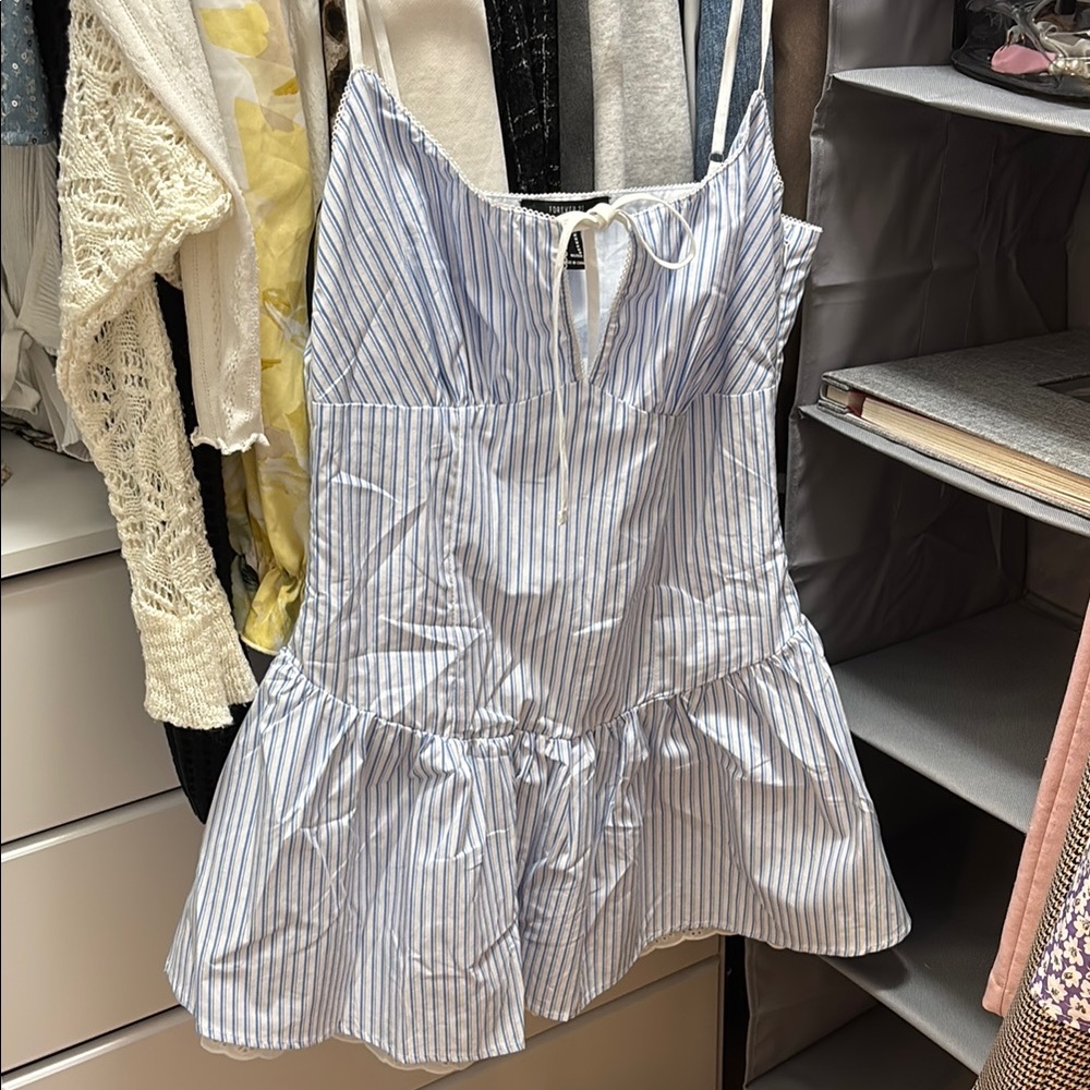 Blue and White Striped Dress